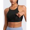 imageCRZ YOGA Butterluxe Womens Y Back Workout Crop Tank Top with Built in Bra  Padded Halter High Neck Yoga CamisoleBlack