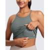 imageCRZ YOGA Butterluxe Womens Y Back Workout Crop Tank Top with Built in Bra  Padded Halter High Neck Yoga CamisoleGrey Sage