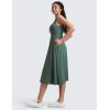 imageCRZ YOGA Cloudweight Double Lined Square Neck Midi Dresses for Women Casual Summer Sleeveless Outfits with Side PocketsGraphite Green