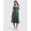 imageCRZ YOGA Cloudweight Double Lined Square Neck Midi Dresses for Women Casual Summer Sleeveless Outfits with Side PocketsGraphite Green