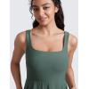 imageCRZ YOGA Cloudweight Double Lined Square Neck Midi Dresses for Women Casual Summer Sleeveless Outfits with Side PocketsGraphite Green