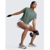 imageCRZ YOGA Cloudweight High Neck Workout Tops for Women Basic Athletic Lightweight Short Sleeve Shirts Loose Running TShirtGraphite Green