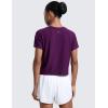 imageCRZ YOGA Cloudweight High Neck Workout Tops for Women Basic Athletic Lightweight Short Sleeve Shirts Loose Running TShirtPlum Magenta