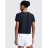 imageCRZ YOGA Cloudweight High Neck Workout Tops for Women Basic Athletic Lightweight Short Sleeve Shirts Loose Running TShirtTrue Navy