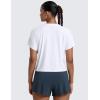 imageCRZ YOGA Cloudweight High Neck Workout Tops for Women Basic Athletic Lightweight Short Sleeve Shirts Loose Running TShirtWhite