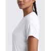 imageCRZ YOGA Cloudweight High Neck Workout Tops for Women Basic Athletic Lightweight Short Sleeve Shirts Loose Running TShirtWhite