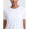 imageCRZ YOGA Cloudweight High Neck Workout Tops for Women Basic Athletic Lightweight Short Sleeve Shirts Loose Running TShirtWhite