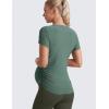 imageCRZ YOGA Cloudweight Maternity Shirts for Women Pregnancy Short Sleeve Side Ruched Tops Soft Workout Casual Athletic TShirtGraphite Green