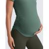 imageCRZ YOGA Cloudweight Maternity Shirts for Women Pregnancy Short Sleeve Side Ruched Tops Soft Workout Casual Athletic TShirtGraphite Green