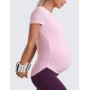 imageCRZ YOGA Cloudweight Maternity Shirts for Women Pregnancy Short Sleeve Side Ruched Tops Soft Workout Casual Athletic TShirtPink Peony
