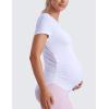 imageCRZ YOGA Cloudweight Maternity Shirts for Women Pregnancy Short Sleeve Side Ruched Tops Soft Workout Casual Athletic TShirtWhite