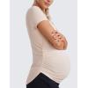 imageCRZ YOGA Cloudweight Maternity Shirts for Women Pregnancy Short Sleeve Side Ruched Tops Soft Workout Casual Athletic TShirtWhite Opal