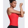 imageCRZ YOGA Cloudweight Womens Ruched Tank High Neck Workout Fitted Tops Basic Yoga Athletic Sleeveless ShirtsDeep Red