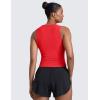 imageCRZ YOGA Cloudweight Womens Ruched Tank High Neck Workout Fitted Tops Basic Yoga Athletic Sleeveless ShirtsDeep Red