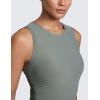 imageCRZ YOGA Cloudweight Womens Ruched Tank High Neck Workout Fitted Tops Basic Yoga Athletic Sleeveless ShirtsGrey Sage