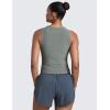imageCRZ YOGA Cloudweight Womens Ruched Tank High Neck Workout Fitted Tops Basic Yoga Athletic Sleeveless ShirtsGrey Sage