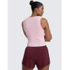 imageCRZ YOGA Cloudweight Womens Ruched Tank High Neck Workout Fitted Tops Basic Yoga Athletic Sleeveless ShirtsStrawberry Pink