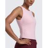imageCRZ YOGA Cloudweight Womens Ruched Tank High Neck Workout Fitted Tops Basic Yoga Athletic Sleeveless ShirtsStrawberry Pink