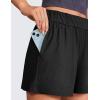 imageCRZ YOGA Comfy Ribbed Sweat Shorts for Women High Waisted Lyocell for Casual Lounge Athletic Jersey with PocketsBlack