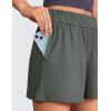imageCRZ YOGA Comfy Ribbed Sweat Shorts for Women High Waisted Lyocell for Casual Lounge Athletic Jersey with PocketsGrey Sage