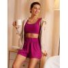 imageCRZ YOGA Comfy Ribbed Sweat Shorts for Women High Waisted Lyocell for Casual Lounge Athletic Jersey with PocketsMagenta Purple