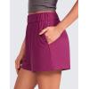 imageCRZ YOGA Comfy Ribbed Sweat Shorts for Women High Waisted Lyocell for Casual Lounge Athletic Jersey with PocketsMagenta Purple