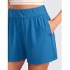 imageCRZ YOGA Comfy Ribbed Sweat Shorts for Women High Waisted Lyocell for Casual Lounge Athletic Jersey with PocketsSupersonic Blue