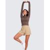 imageCRZ YOGA Comfy Ribbed Sweat Shorts for Women High Waisted Lyocell for Casual Lounge Athletic Jersey with PocketsTan Milkshake
