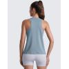 imageCRZ YOGA CottonBlend Workout Racerback Tank for Women Athletic High Neck Breathable Tops Casual Basic Sleeveless ShirtsBelgian Blue