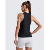 imageCRZ YOGA CottonBlend Workout Racerback Tank for Women Athletic High Neck Breathable Tops Casual Basic Sleeveless ShirtsBlack