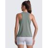imageCRZ YOGA CottonBlend Workout Racerback Tank for Women Athletic High Neck Breathable Tops Casual Basic Sleeveless ShirtsGrey Sage