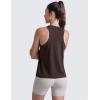 imageCRZ YOGA CottonBlend Workout Racerback Tank for Women Athletic High Neck Breathable Tops Casual Basic Sleeveless ShirtsHot Fudge Brown