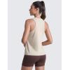 imageCRZ YOGA CottonBlend Workout Racerback Tank for Women Athletic High Neck Breathable Tops Casual Basic Sleeveless ShirtsMojave Tan