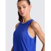 imageCRZ YOGA CottonBlend Workout Racerback Tank for Women Athletic High Neck Breathable Tops Casual Basic Sleeveless ShirtsWaves Blue