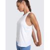 imageCRZ YOGA CottonBlend Workout Racerback Tank for Women Athletic High Neck Breathable Tops Casual Basic Sleeveless ShirtsWhite