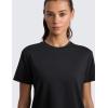 imageCRZ YOGA CottonBlend Workout Tops for Women Breathable Gym Athletic Short Sleeve Shirts Quick Dry Casual Basic TShirtBlack
