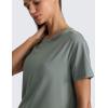 imageCRZ YOGA CottonBlend Workout Tops for Women Breathable Gym Athletic Short Sleeve Shirts Quick Dry Casual Basic TShirtGrey Sage