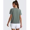 imageCRZ YOGA CottonBlend Workout Tops for Women Breathable Gym Athletic Short Sleeve Shirts Quick Dry Casual Basic TShirtGrey Sage