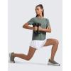 imageCRZ YOGA CottonBlend Workout Tops for Women Breathable Gym Athletic Short Sleeve Shirts Quick Dry Casual Basic TShirtGrey Sage