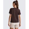 imageCRZ YOGA CottonBlend Workout Tops for Women Breathable Gym Athletic Short Sleeve Shirts Quick Dry Casual Basic TShirtHot Fudge Brown
