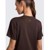 imageCRZ YOGA CottonBlend Workout Tops for Women Breathable Gym Athletic Short Sleeve Shirts Quick Dry Casual Basic TShirtHot Fudge Brown