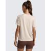 imageCRZ YOGA CottonBlend Workout Tops for Women Breathable Gym Athletic Short Sleeve Shirts Quick Dry Casual Basic TShirtMojave Tan