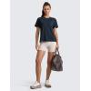imageCRZ YOGA CottonBlend Workout Tops for Women Breathable Gym Athletic Short Sleeve Shirts Quick Dry Casual Basic TShirtTrue Navy