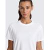 imageCRZ YOGA CottonBlend Workout Tops for Women Breathable Gym Athletic Short Sleeve Shirts Quick Dry Casual Basic TShirtWhite