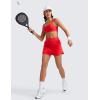 imageCRZ YOGA Dolphin Golf Skirts for Women A Line High Waisted Casual Athletic Mini Tennis Pickleball Skort with Zipper PocketDeep Red
