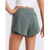 imageCRZ YOGA Girls 2 in 1 Dolphin Athletic Running Shorts with Pockets High Waist Teen Kid Workout Casual Tennis Soccer SplitGrey Sage