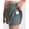 imageCRZ YOGA Girls 2 in 1 Dolphin Athletic Running Shorts with Pockets High Waist Teen Kid Workout Casual Tennis Soccer SplitGrey Sage