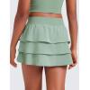 imageCRZ YOGA Girls Athletic Ruffle Skirts with Shorts Tennis Golf Dance School Kids Teen Skorts with PocketsGreen Palm Court