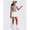 imageCRZ YOGA Girls Athletic Ruffle Skirts with Shorts Tennis Golf Dance School Kids Teen Skorts with PocketsWhite Apricot