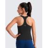 imageCRZ YOGA Girls Butterluxe Crew Round Neck Racerback Workout Tank Tops for Teen Kids Active Casual Dance Crop SleevelessBlack